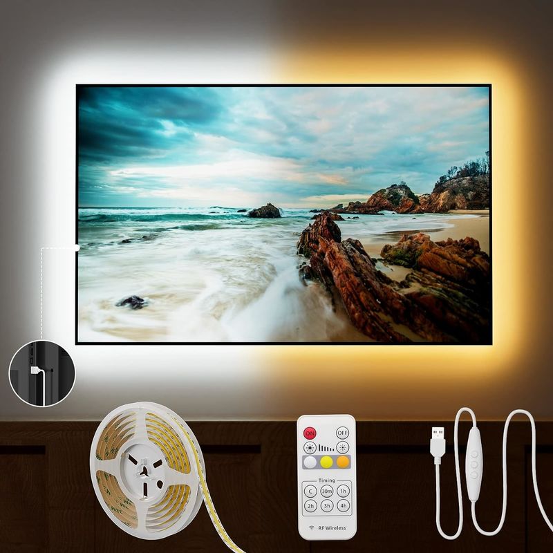 COB đèn LED Strip CCT có thể điều chỉnh 560LEDs CRI90 2m Dimmable 2700K-6500K 24V đèn LED băng Kit cho phòng ngủ dưới tủ