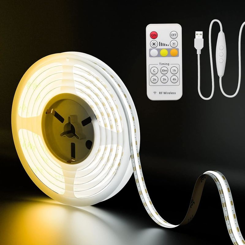 COB đèn LED Strip CCT có thể điều chỉnh 560LEDs CRI90 2m Dimmable 2700K-6500K 24V đèn LED băng Kit cho phòng ngủ dưới tủ