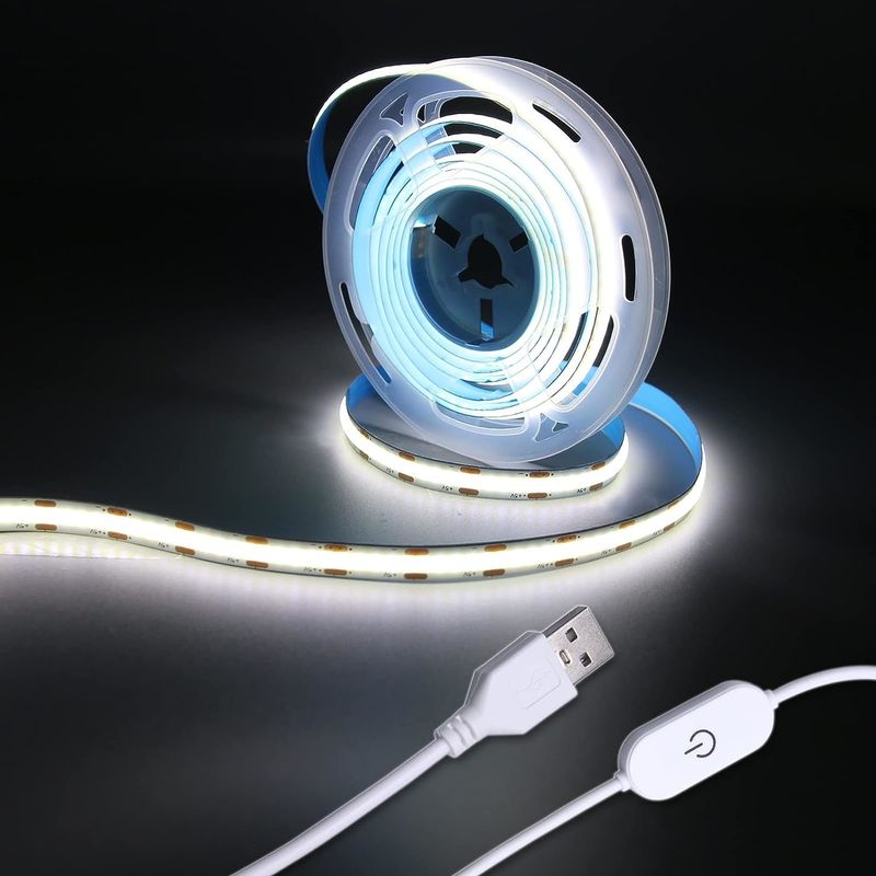 Hongtop COB Đèn dải LED 5V USB 6.56ft / 2m 640LEDs chạm không bước Dimmable 6000K trắng 13W