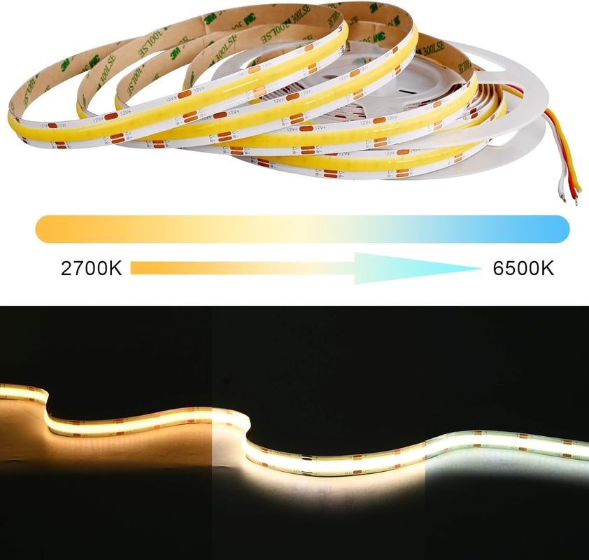 560LEDs COB LED Strip 90 CRI CCT Flexible COB 3M Với Adapter Và Bộ điều khiển RF Mini