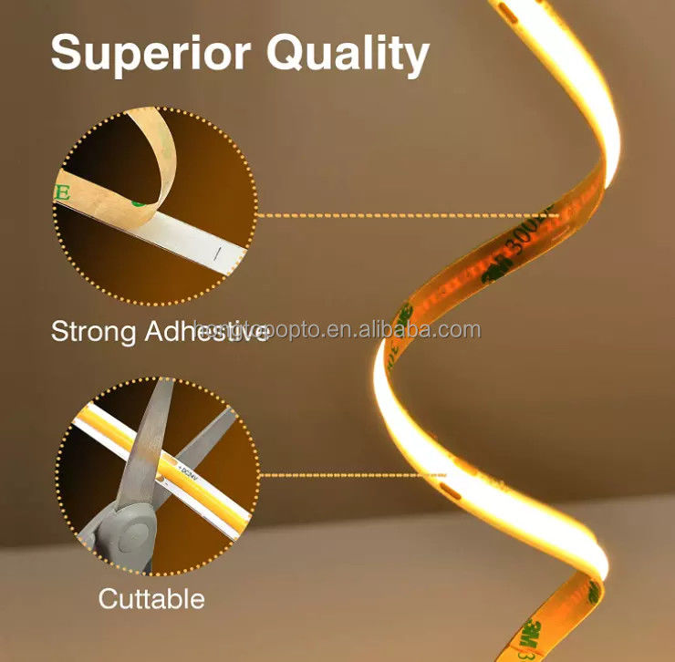COB LED Strip 320leds 2024 bán nóng Cuttable 12VDC CRI90 3000K 2700K 4000K 6000K COB dẫn dắt dải cho phòng khách