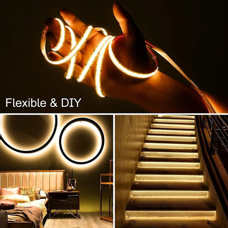 300 leds Dampproof tùy chỉnh 90Ra Không điện áp COB LED Strip với chiều dài cắt 4cm cho ánh sáng gia đình