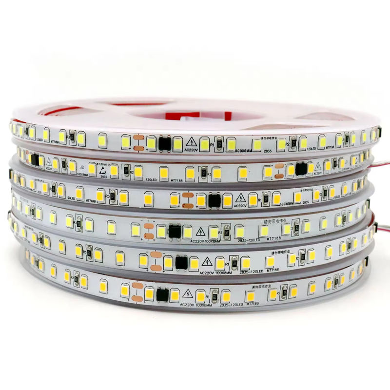 IP20 2835 220v LED Light Strip Điện áp cao 8MM 120led/M 240led/M Độ sáng cao 2835 Self Adhesive In Europe