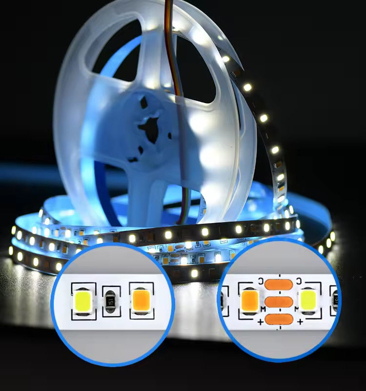 Nhà máy bán hai màu CCT dẫn dắt dải ánh sáng 24v Nhiệt độ màu sắc điều chỉnh 120 led 12v ánh sáng 2835 dẫn dải trang trí