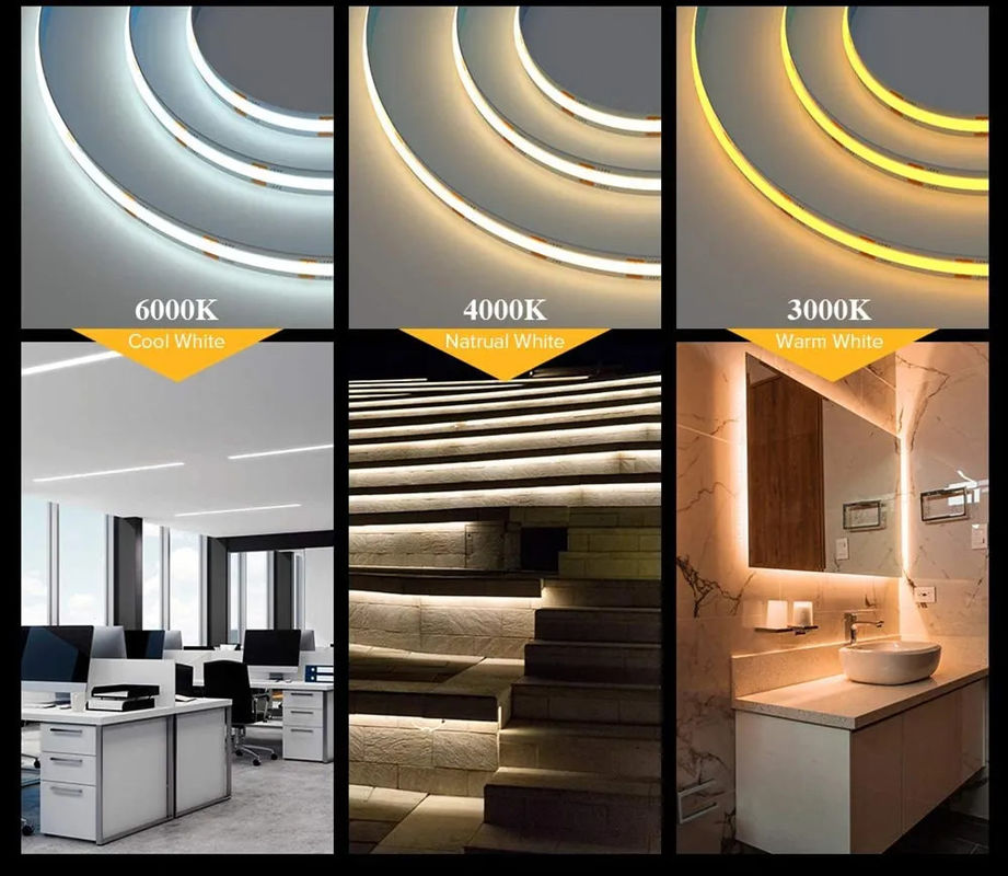 bán nóng 480leds 12W / M Dimmable IP20 90Ra COB LED Strip 12V/24V Điện áp đầu vào