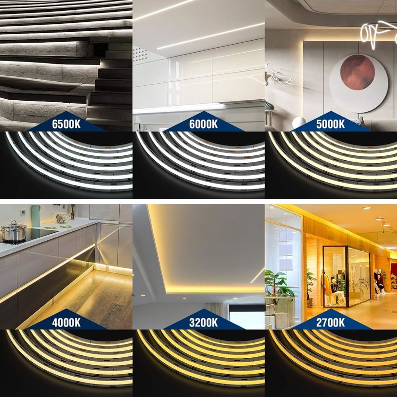 COB Đèn dải LED CCT (2700K-6500K có thể điều chỉnh) 2M 560LEDs / m CRI90 Led Tape Light Kit với hộp gói dải LED cho nhà