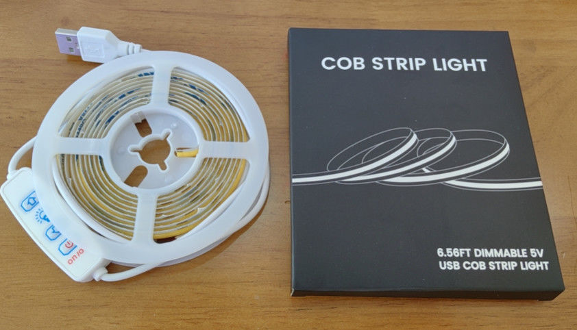 Mô hình mới DC5V COB Đèn dải LED 2M 300LEDs / m CRI90 USB Led Tape Light box Kit với hộp gói dải LED cho nhà