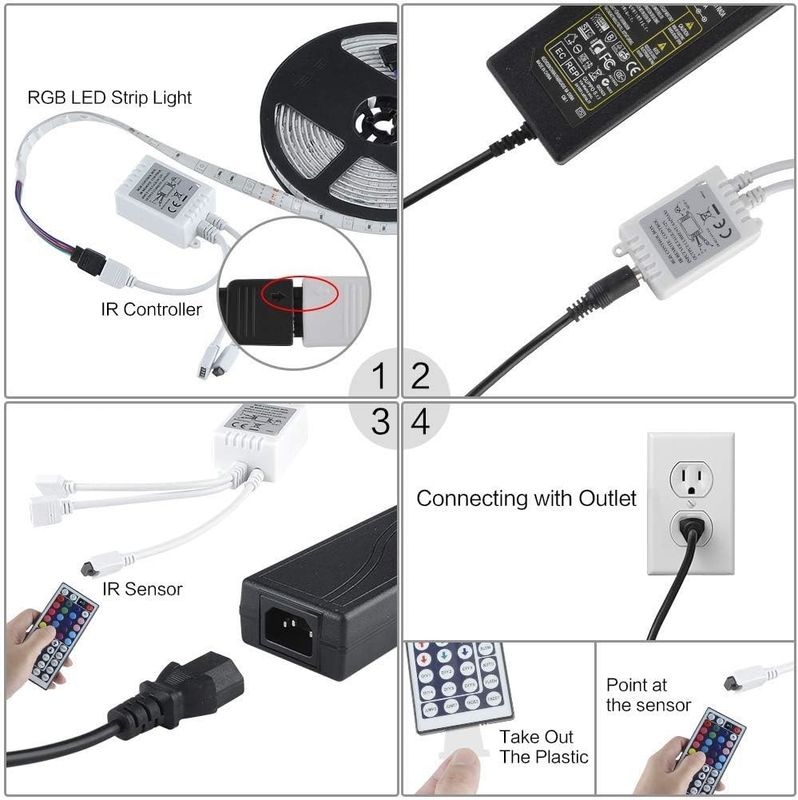 120 độ Beam Angle RGB LED Strip 5M SMD5050 24 phím IR Controller Dimmable Strip