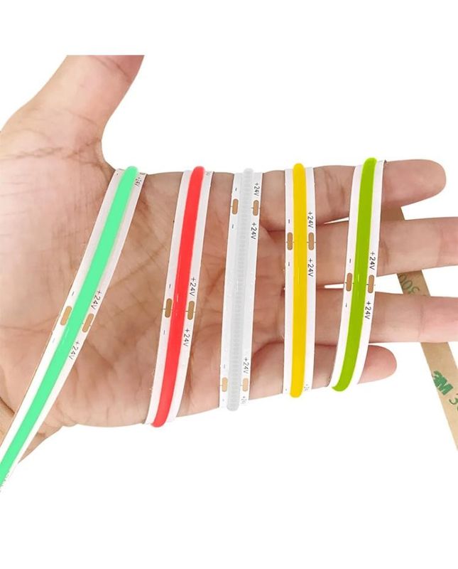 Chứng chỉ CE ROHS COB Strip Light Đỏ Xanh Xanh Xanh Hồng Màu Vàng Độ dày đặc cao 480 Strip Light Flexible Board 24V 12V