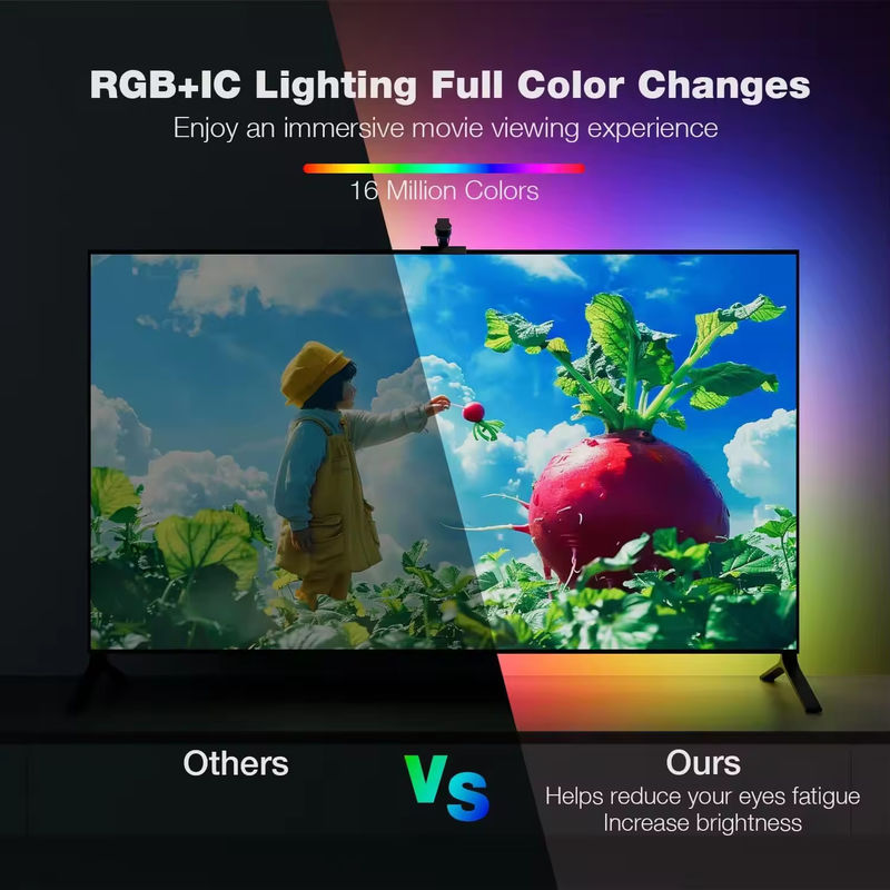 65-75 inch Alexa Google Home Ambient Smart App Wifi Immersion TV Đèn hậu với Camera RGBIC