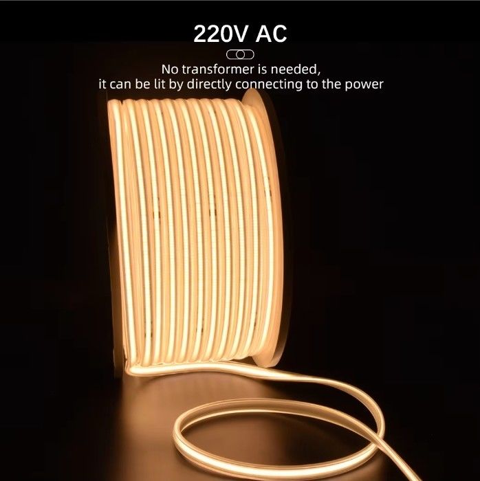 288 dẫn điện áp cao 110V 220V linh hoạt COB dẫn đèn dải 2700K 3000K 4000K 6000K