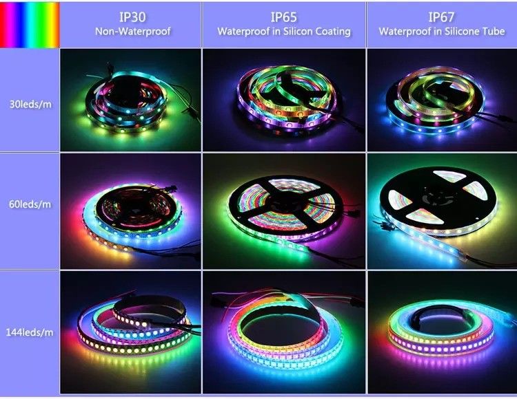 Hongtop 5m/roll 3- SK6812 RGB RGBW RGBWW RGBNW RGBCW Đèn dải LED cho đồ nội thất