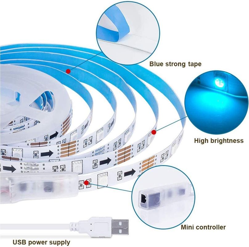 Smart LED Strip cho trang trí 12V 5V USB Control Music Sync và RGB Color Temperature
