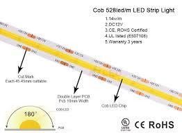 120 độ Beam Angle COB 320 đèn LED 24V 8mm 10mm đèn dải LED cho trang trí vườn