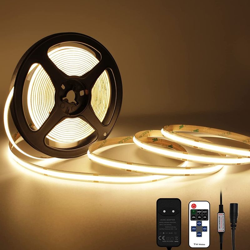 Tùy chọn linh hoạt 320 480 đèn LED DC 5v 10000 Lumens Đen trắng ấm Rgb Fcob Cct Cob Led Strip Light Warehouse