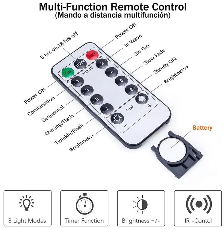 3500K Đèn rèm LED màu trắng ấm cho trang trí phòng ngủ 3x2.4m 240d USB Power Modes