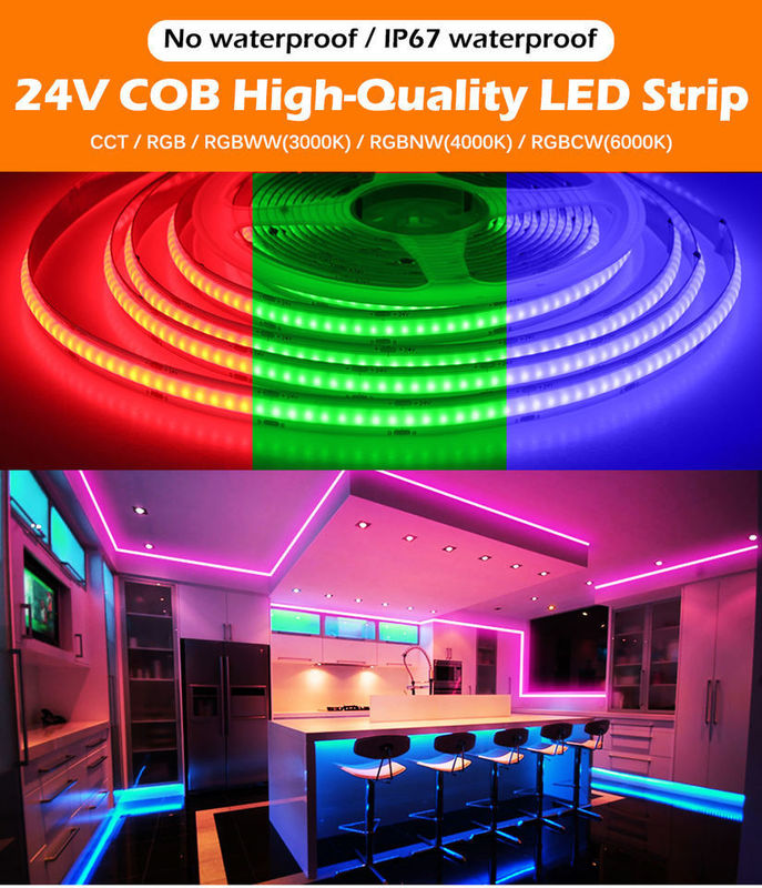 Dải băng LED 5m / lô Smd 320 384 840 leds / m Không thấm nước Dc 24v Ra90 RGBCCT 3000k 4000k 6000k