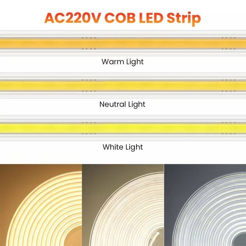 220v 280LEDs / m Trắng / Đỏ / Trắng trung tính COB LED Strip CE RoHS 100m 50m Năng lượng cao