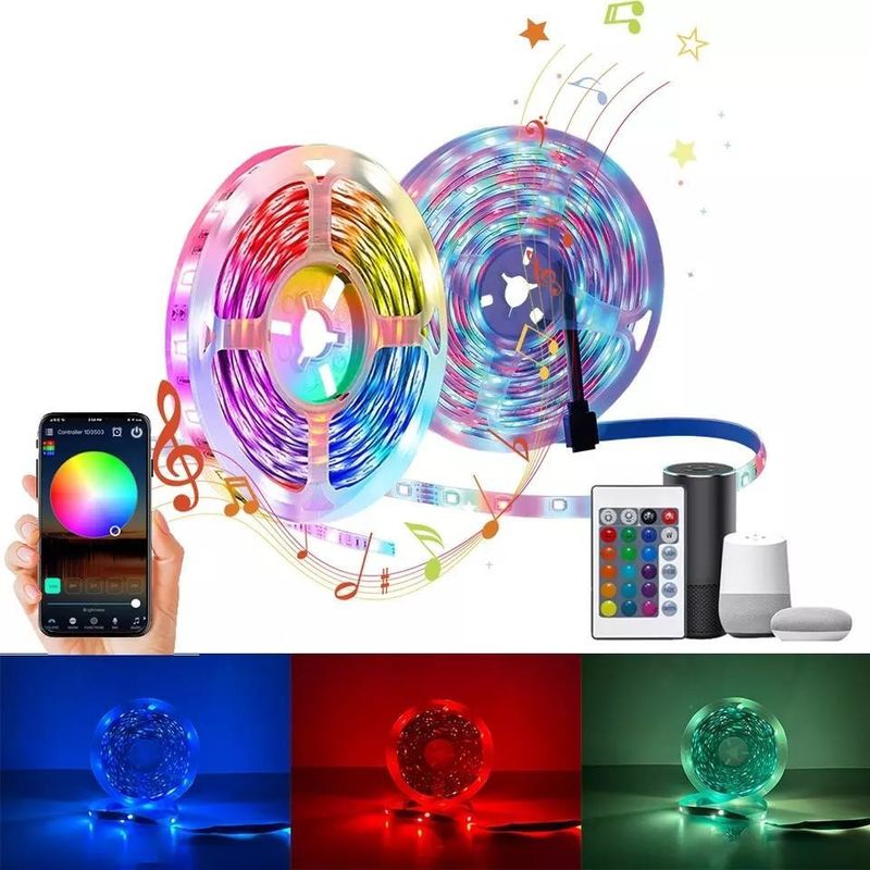 12V 5V 2835 5050 RGB WIFI Tuya Smart LED Light Strips Music Sync cho trang trí nhà thông minh