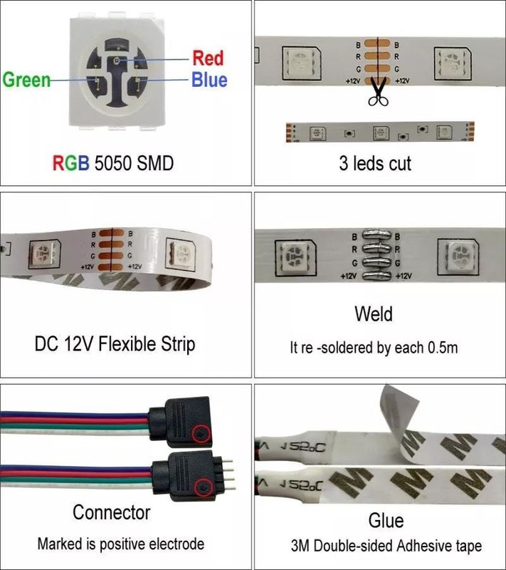 12V 5V 2835 5050 RGB WIFI Tuya Smart LED Light Strips Music Sync cho trang trí nhà thông minh