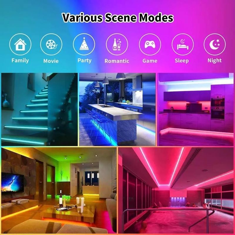 12V 5V 2835 5050 RGB WIFI Tuya Smart LED Light Strips Music Sync cho trang trí nhà thông minh