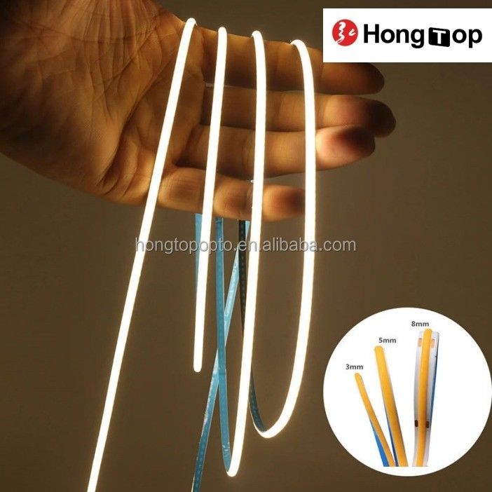COB LED Light Strip Màu trắng ấm màu xanh lá cây xanh linh hoạt 3mm 5mm 8mm cho mật độ cao