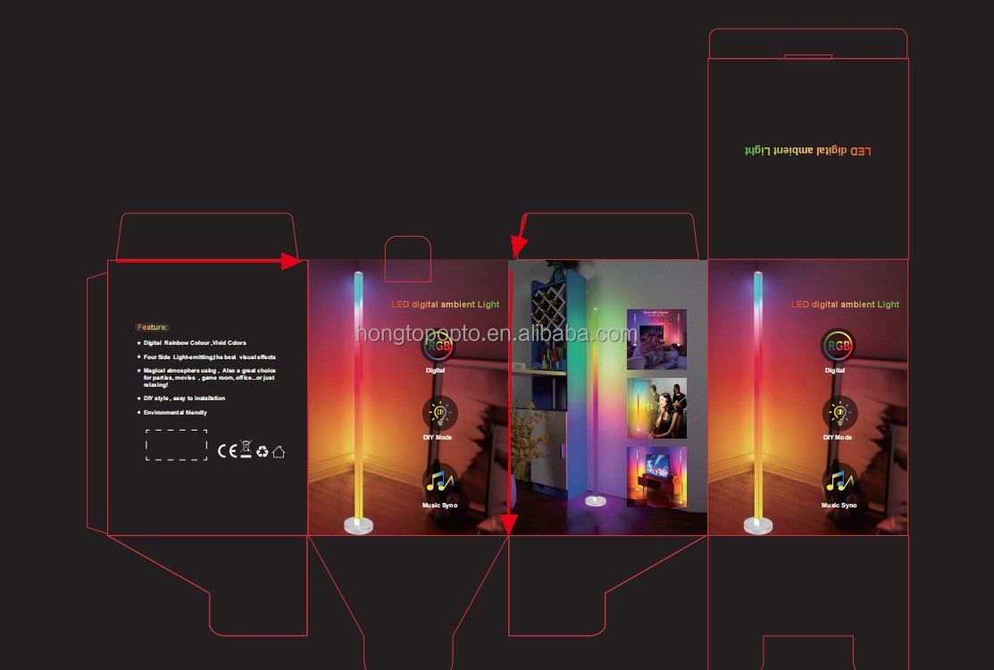 35*35*450mm RGB màu sắc điều khiển từ xa đèn sàn LED cho phòng ngủ Ambient Lighting