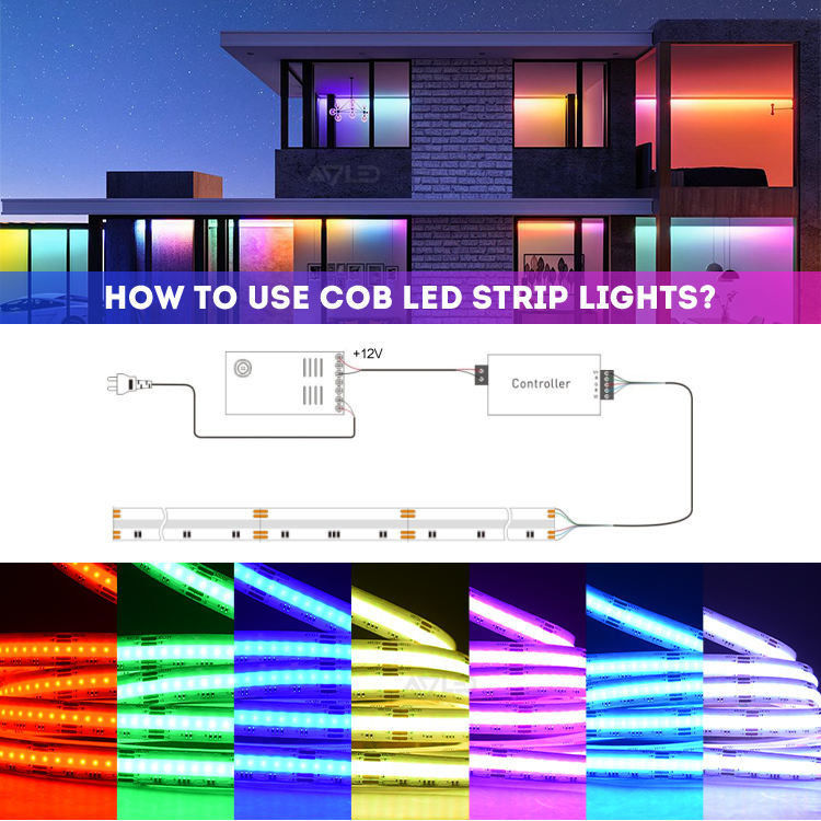12v 24v 576LEDs RGB Nhiệt độ màu Cob Led Strip Light Dimmable với và CRI Ra 90