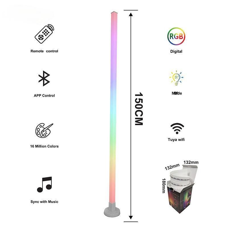 Metal Glass Shade Ambient Floor Light 150cm Đèn sàn điều khiển từ xa màu sắc cho phòng ngủ