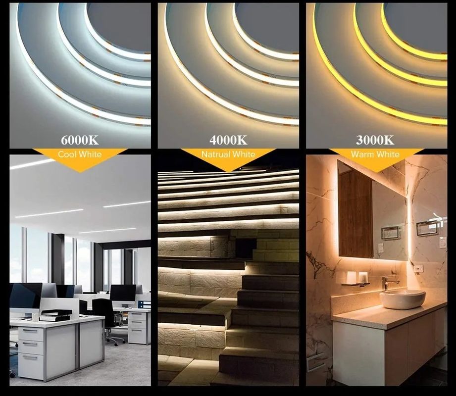 Ánh sáng trong nhà Đường dây LED màu trắng COB ấm 8mm chiều rộng với vật liệu FPC LED RESISTOR