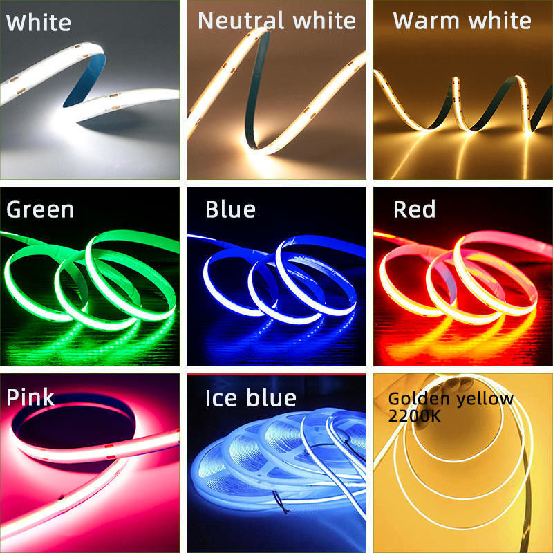 Ánh sáng trong nhà Đường dây LED màu trắng COB ấm 8mm chiều rộng với vật liệu FPC LED RESISTOR