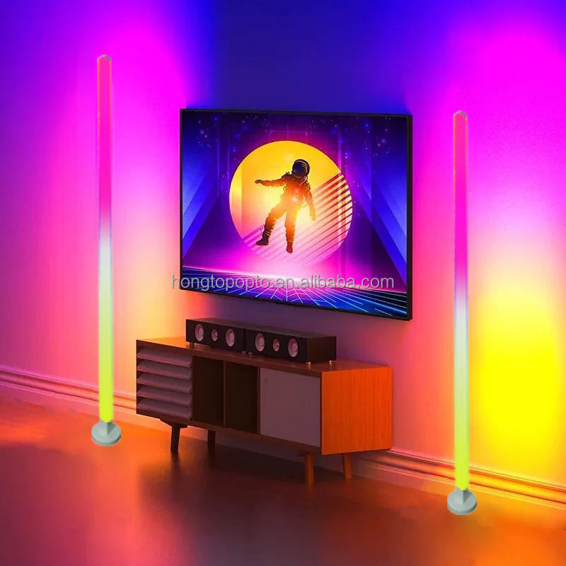 Điện thoại thông minh điều khiển màu sắc đèn tâm trạng RGB thiết kế ban đầu đèn sàn LED RGB 12.8 * 12.8 * 150CM