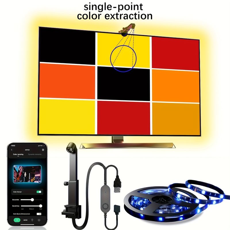 55-65 inch Alexa Google Home Ambient Smart App Wifi Immersion TV đèn LED Đèn hậu 3.8m 12.5ft ROLL với Camera