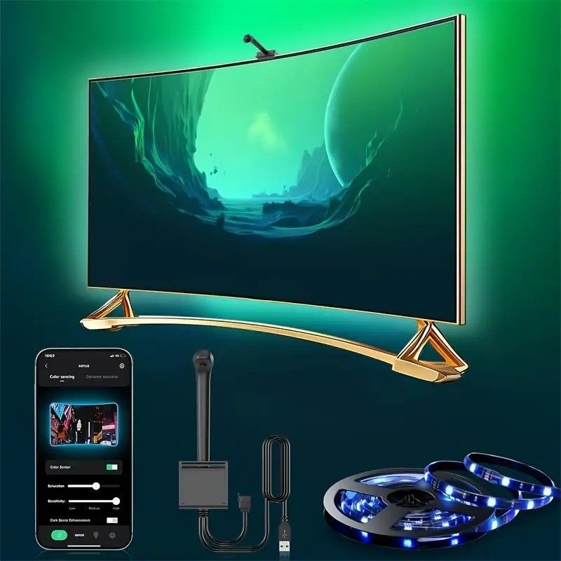 Kiểu LED Smd5050 Led Chip Atmosphere 16,4ft LED Strip Sync to Screen Music cho Google TV