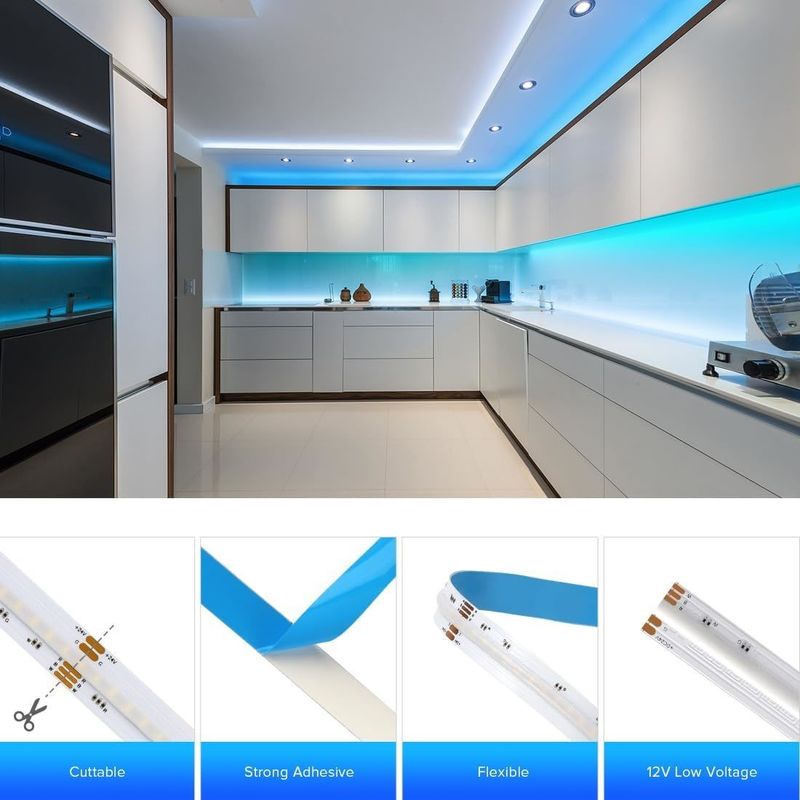 100lm / w đèn Hiệu quả chiếu sáng RGBW 784leds Smart COB Led Strip cho trang trí nhà