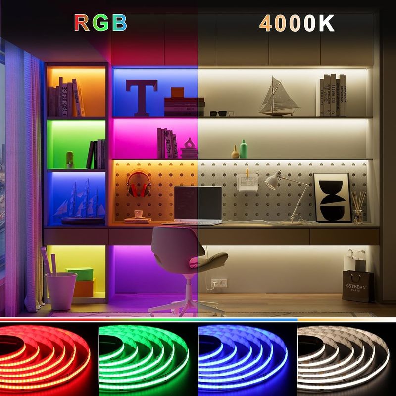100lm / w đèn Hiệu quả chiếu sáng RGBW 784leds Smart COB Led Strip cho trang trí nhà