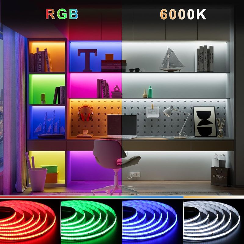 100lm / w đèn Hiệu quả chiếu sáng RGBW 784leds Smart COB Led Strip cho trang trí nhà