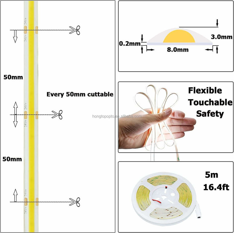 DC24V COB320 CRI80 2 năm băng LED độ sáng cao cho trang trí trong nhà ngoài trời
