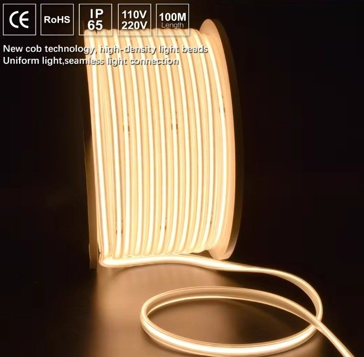 Đèn dải LED cao áp linh hoạt COB IP65 Kiểm soát nước 50M 100M mỗi cuộn với tuổi thọ 30000 giờ và 80 CRI