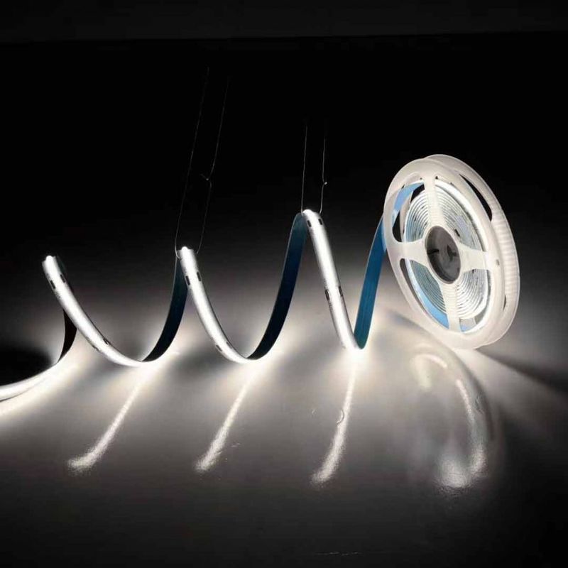 Tiết kiệm năng lượng IP20 COB LED Strip Light 8mm PCB 300chips mỗi mét với dòng chảy ánh sáng 800lm
