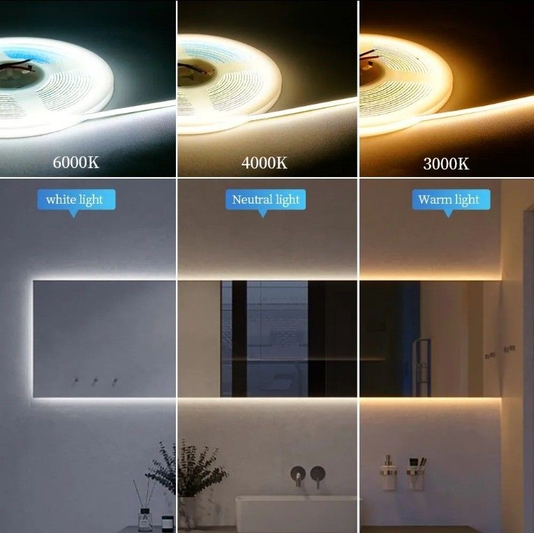 Đèn dải đèn LED COB lâu bền với độ mờ 3mm Ultra Slim 400Leds / m White COB Tape 50000 giờ lý tưởng