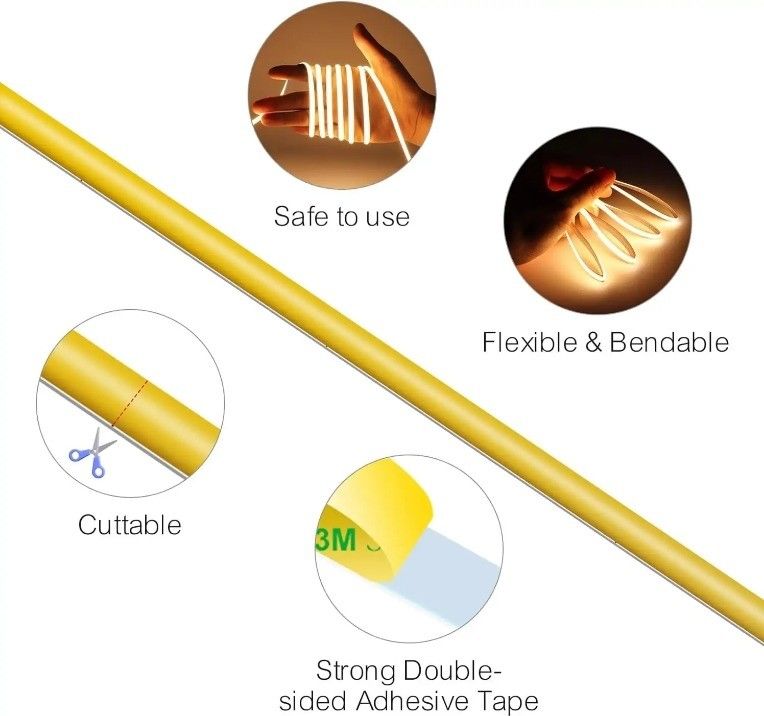 DC 12V 24V 5V cực hẹp 3mm không chấm COB đèn LED cho ánh sáng linh hoạt